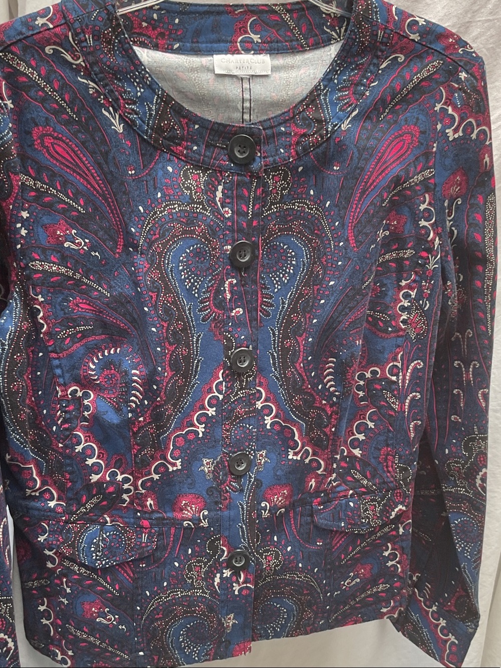 Charter club Button-Front Jacket in Navy & Magenta